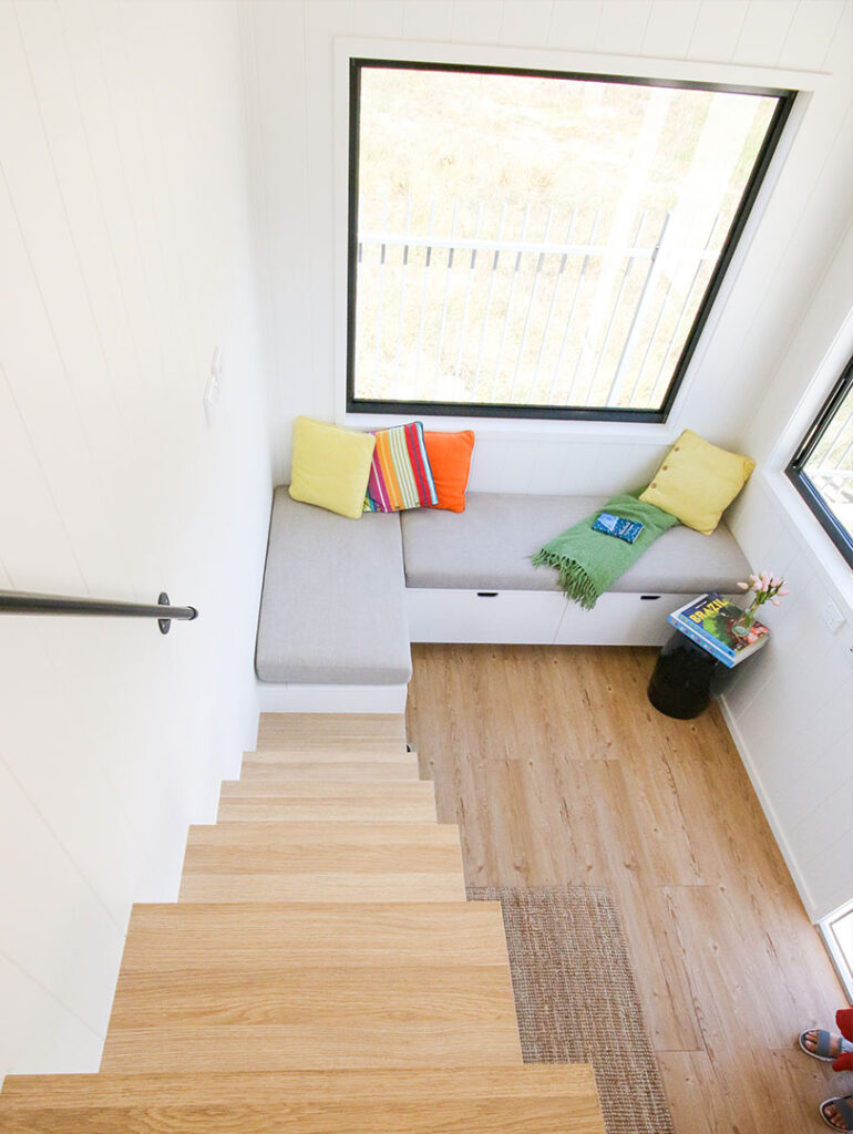 Tiny House Interior With Built-In Bed