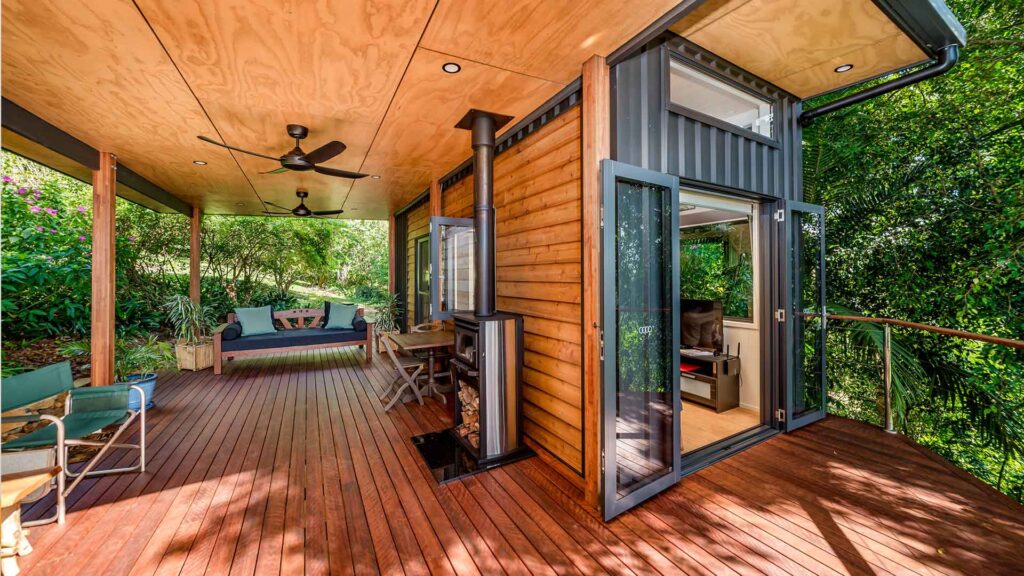 tiny house with outdoor living area